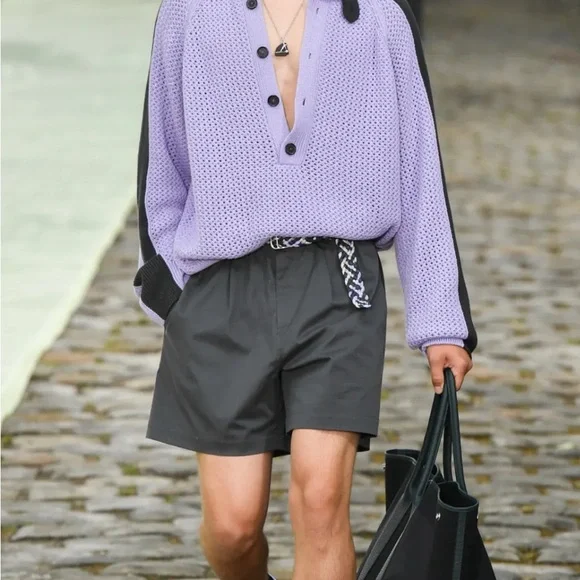 Hermes Purple/Black SS23 Runway Knit Sweater- size XL